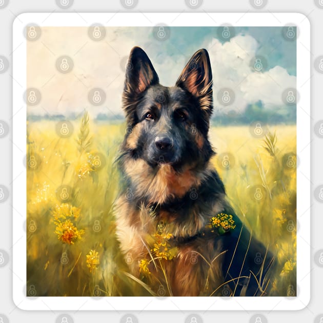 German Shephard dog oil painting Sticker by Danielleroyer